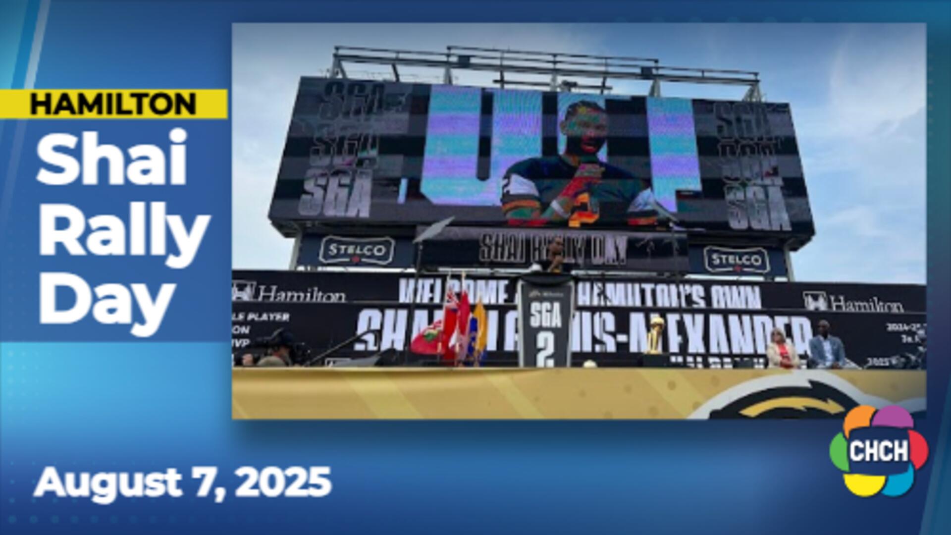 Shai-Gilgeous Alexander receives key to the city at Hamilton Stadium rally