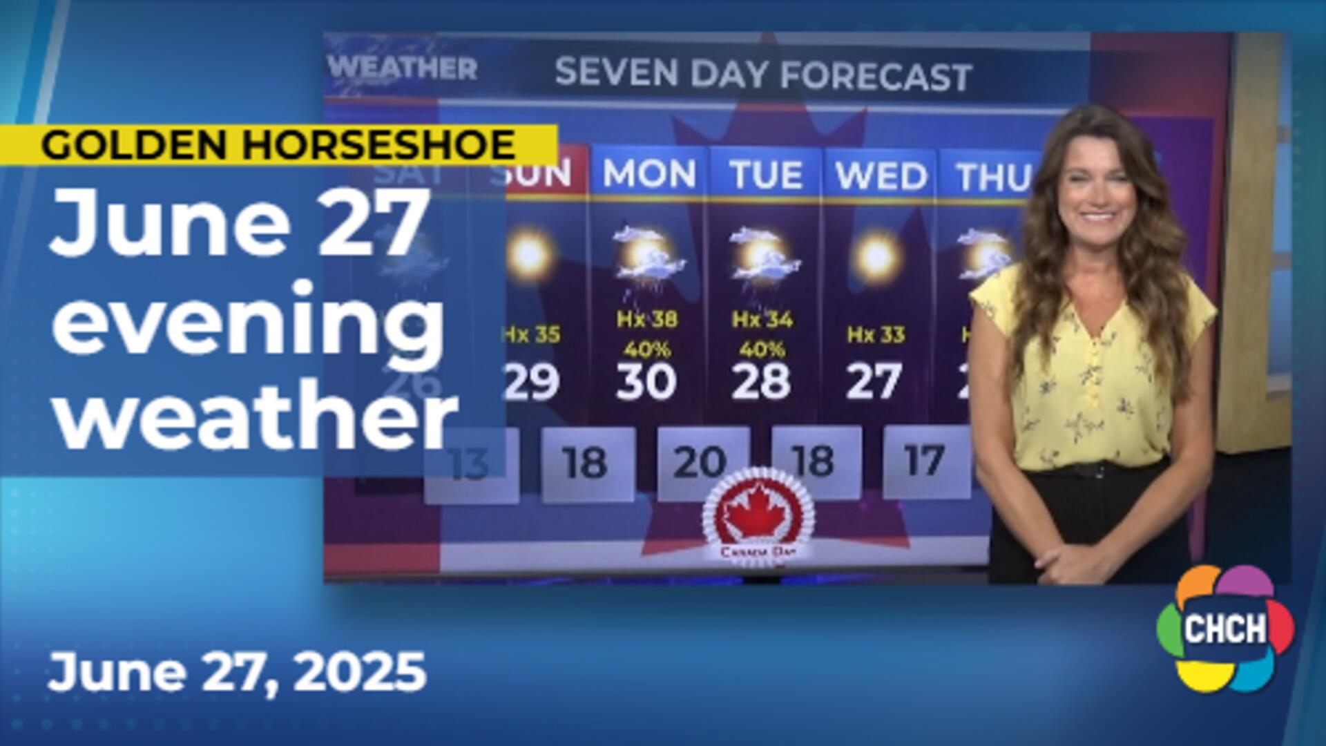 Evening weather forecast for June 27, 2025