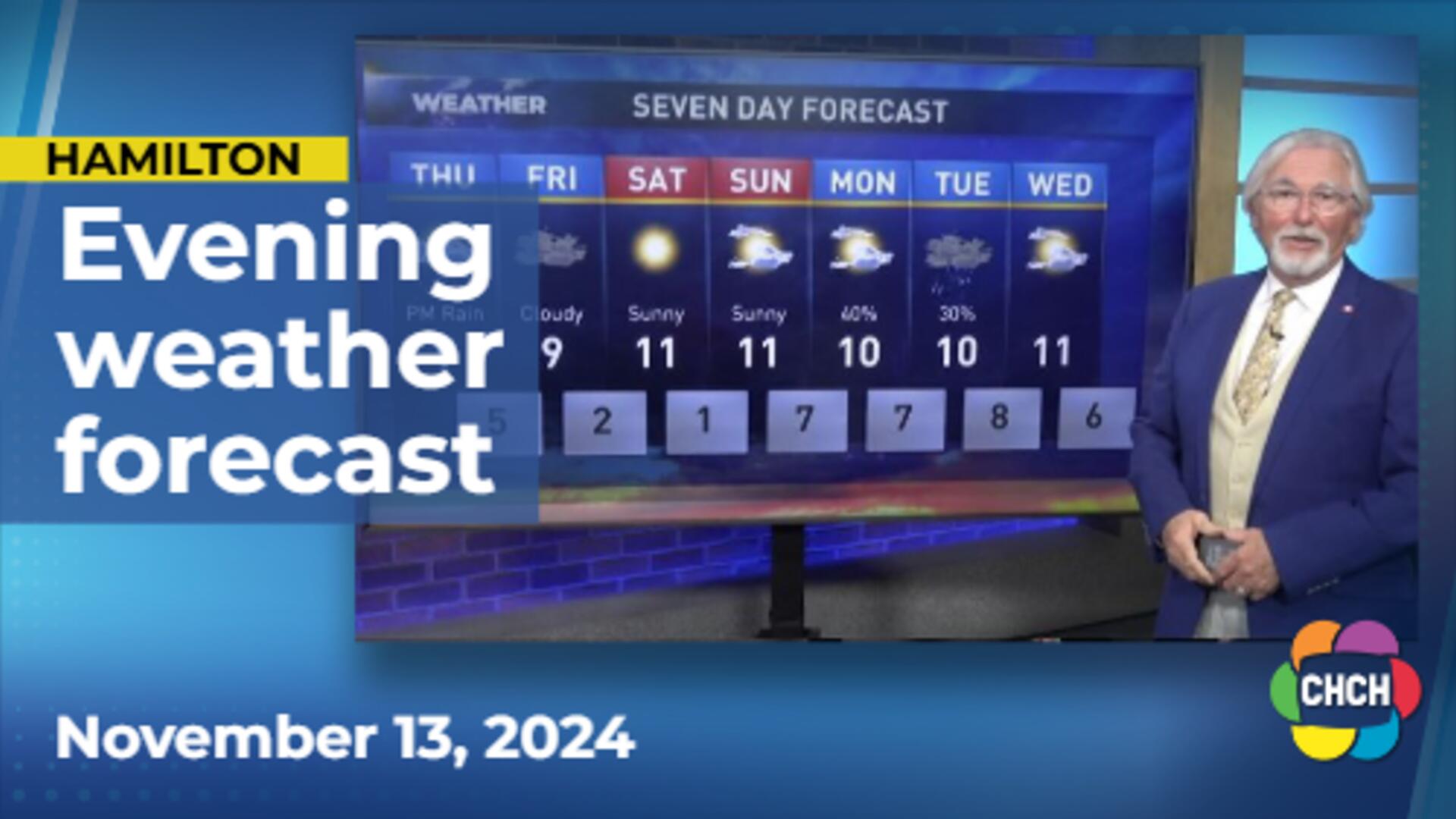 Evening weather forecast for November 13, 2024