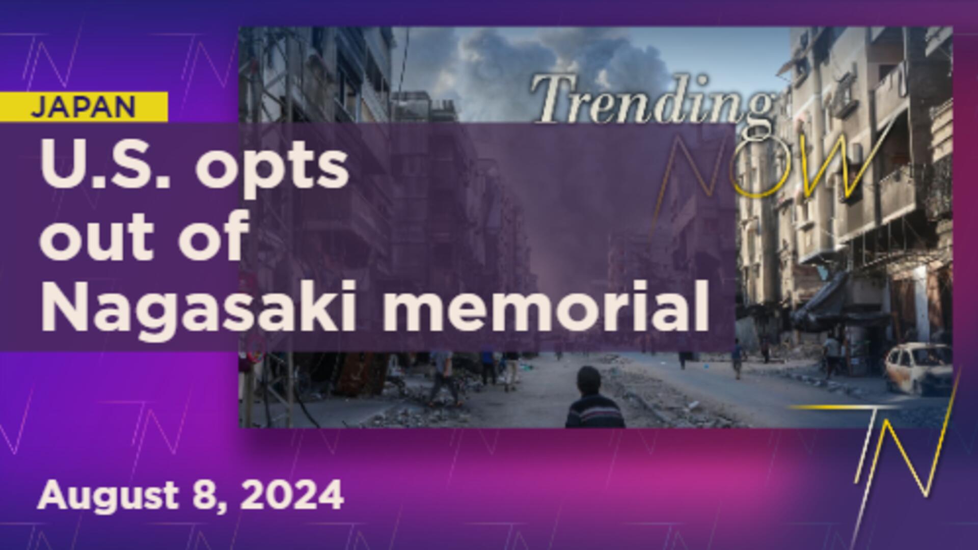 U.S. opts out of Nagasaki peace ceremony after Israel excluded from event