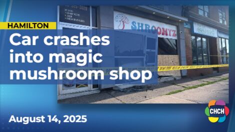 SUV slams into Hamilton magic mushroom shop and gas station, driver flees