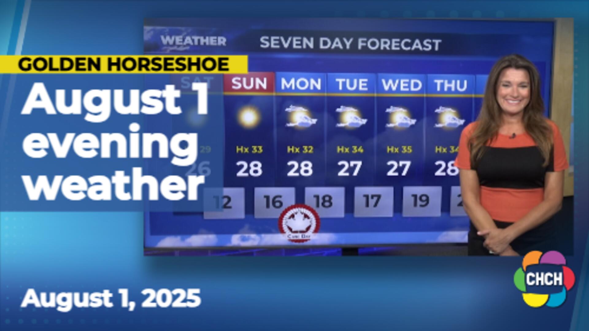 Evening weather forecast for August 1, 2025