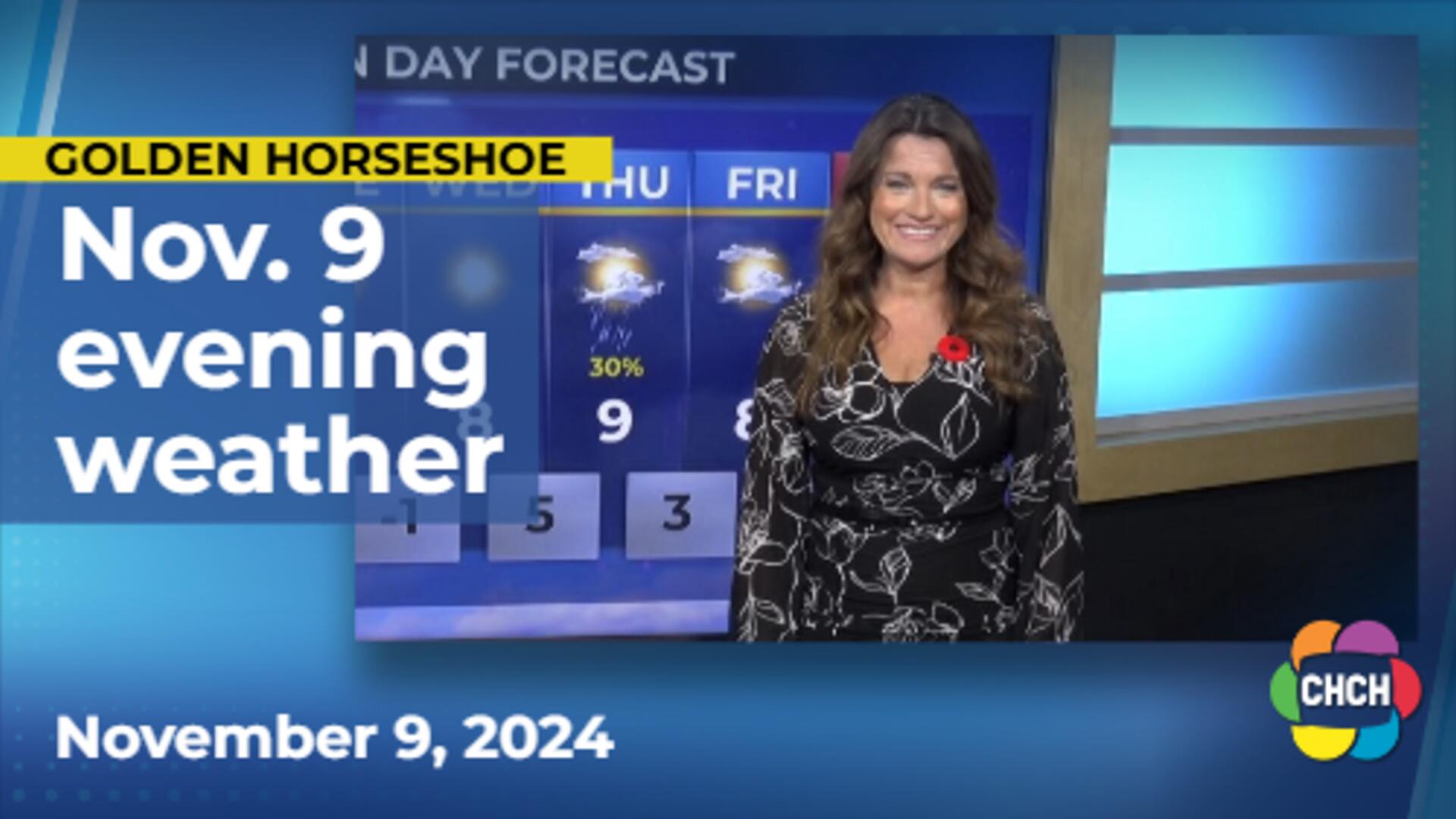 Evening weather forecast for November 9, 2024