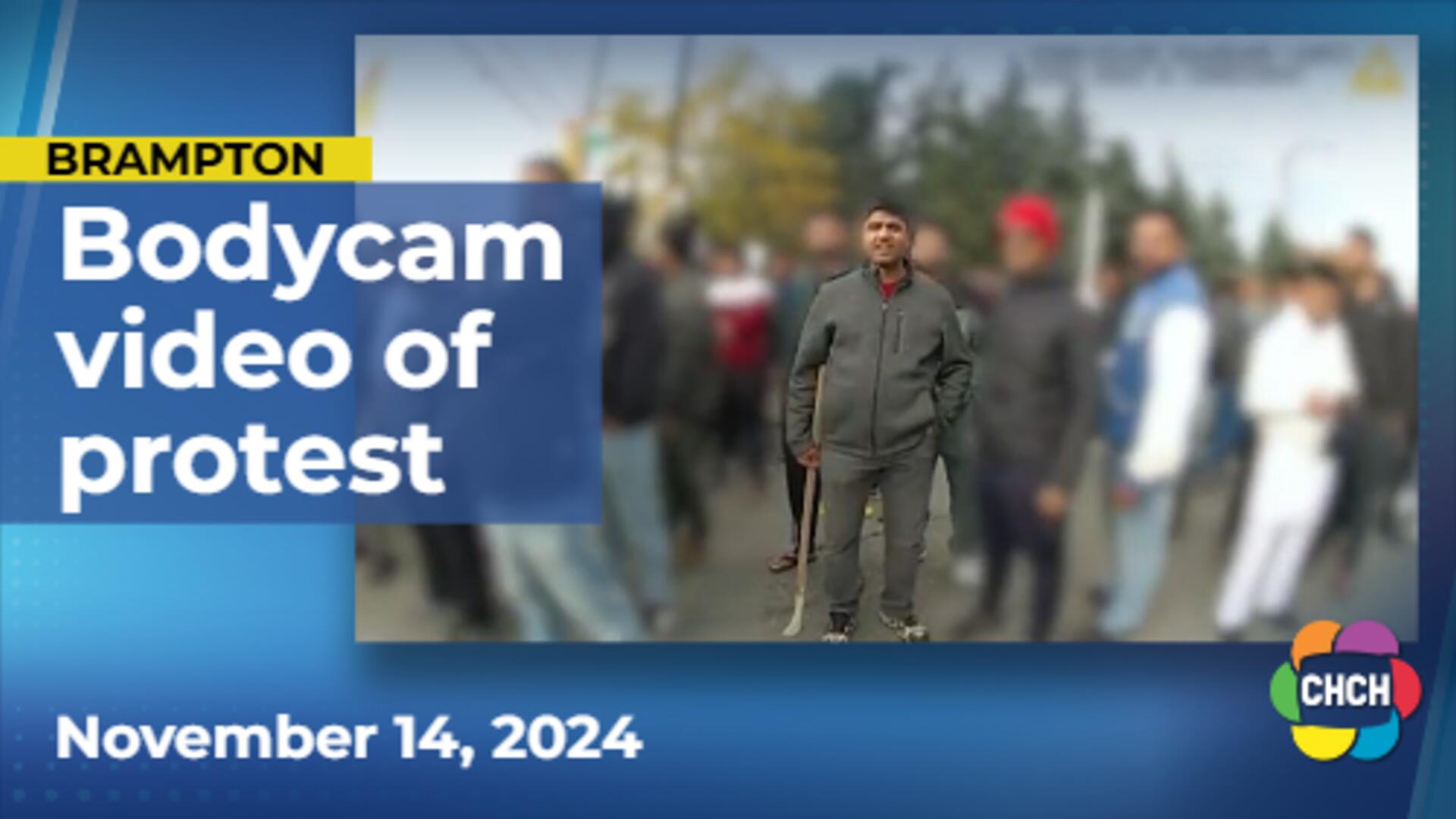 Police share bodycam video of incident involving officer at Hindu temple protest in Brampton, Ont.