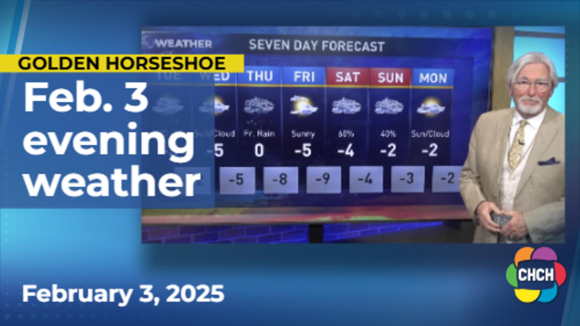 Evening weather forecast for February 3, 2025