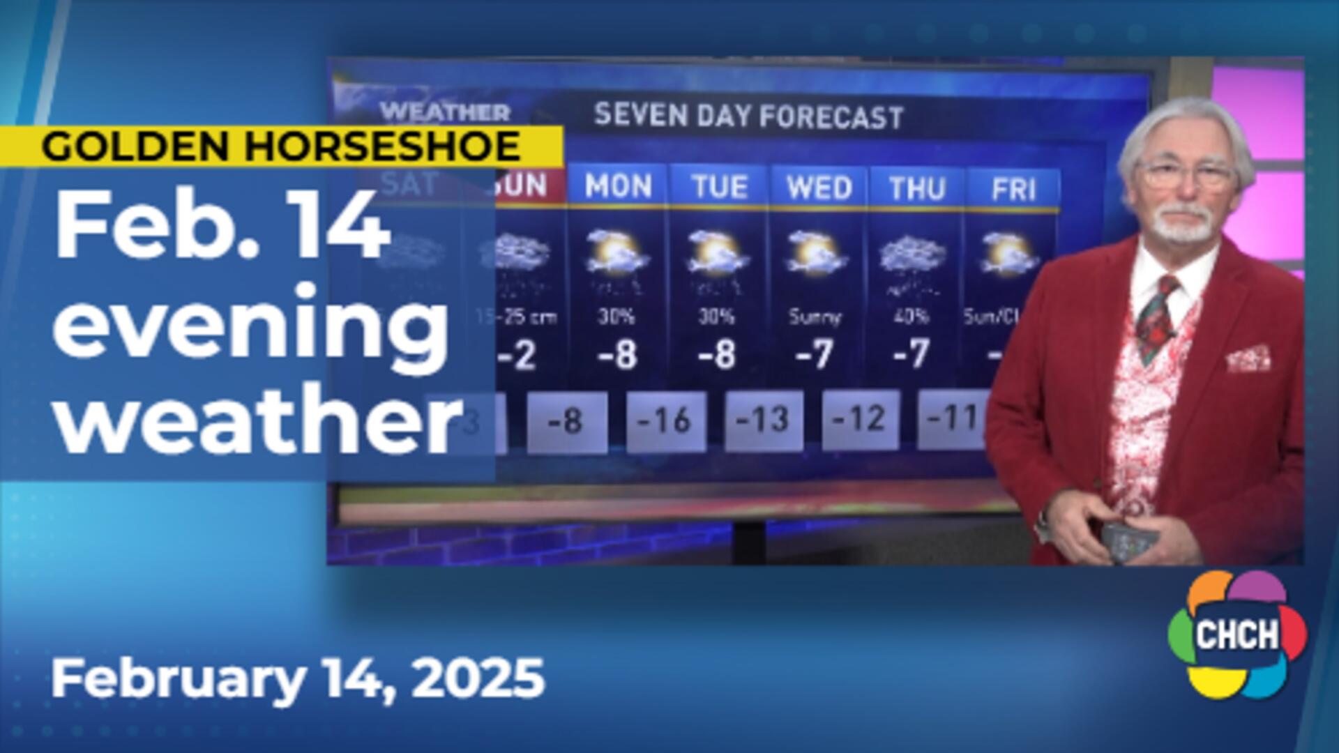 Evening weather forecast for February 14, 2025