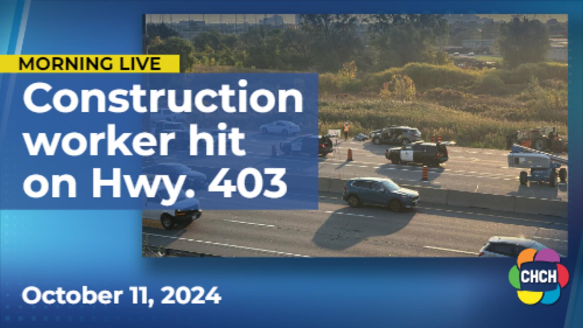 Construction worker struck by vehicle on Highway 403 in Burlington