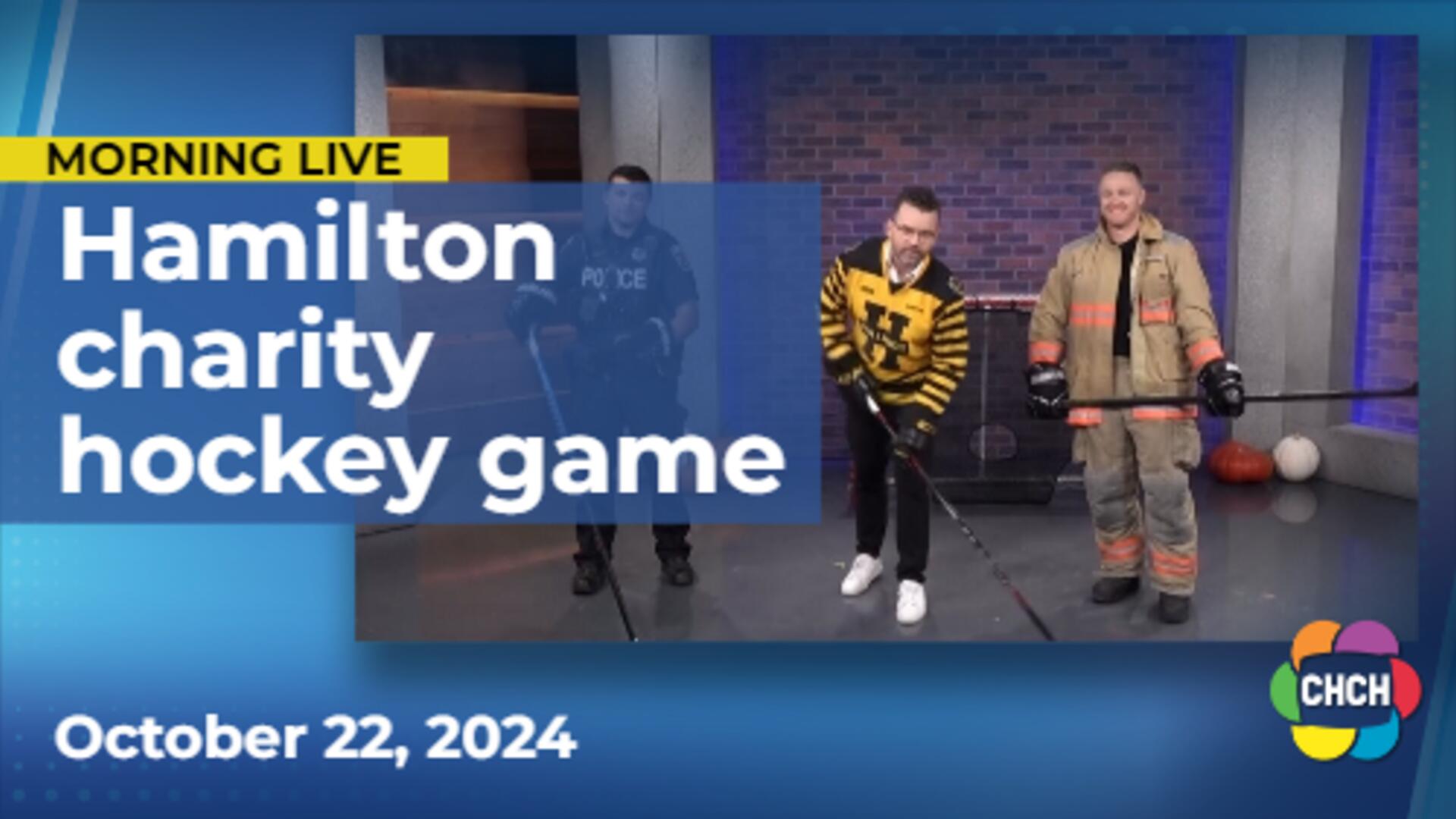 Hamilton emergency crews play hockey game to support HHS burn unit