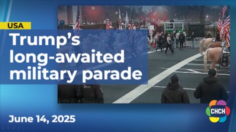 President Trump’s military spectacle unfolds as anti-ICE protests continue