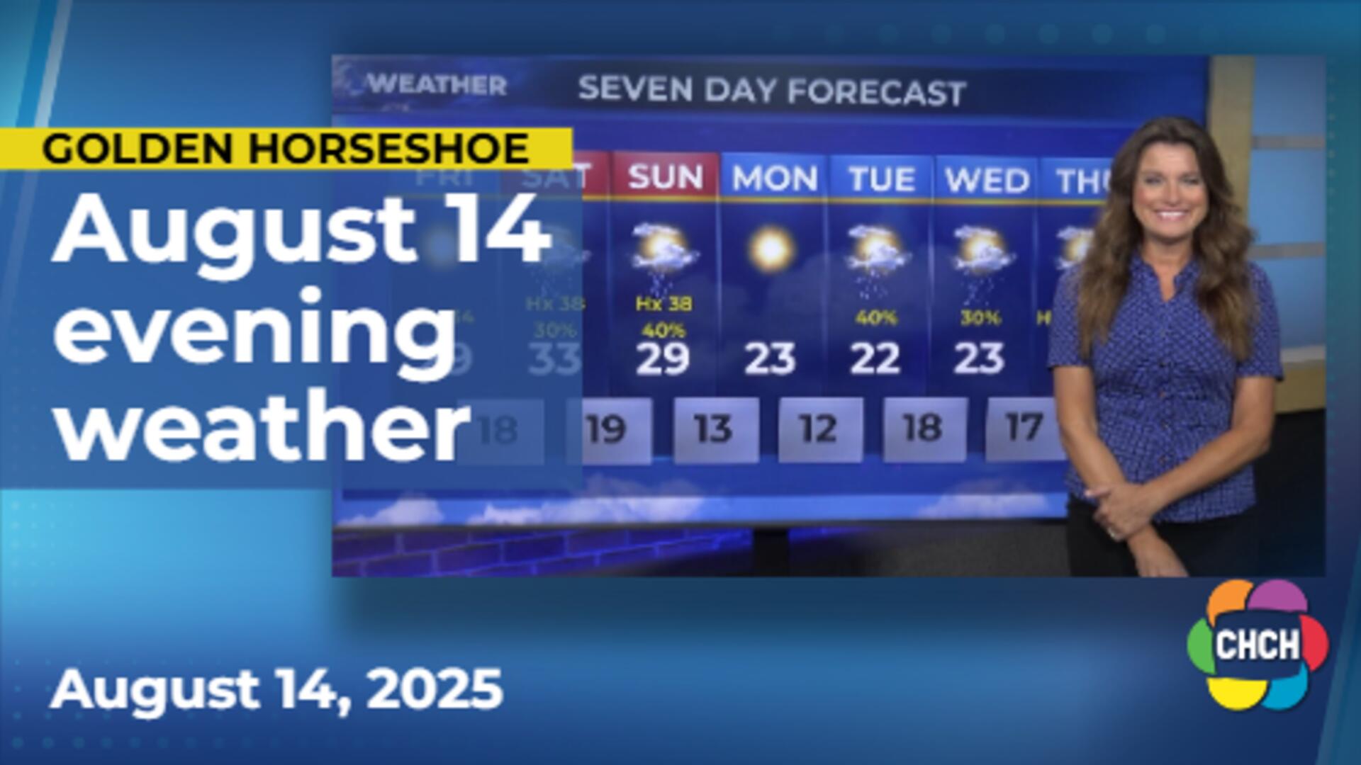 Evening weather forecast for August 14, 2025