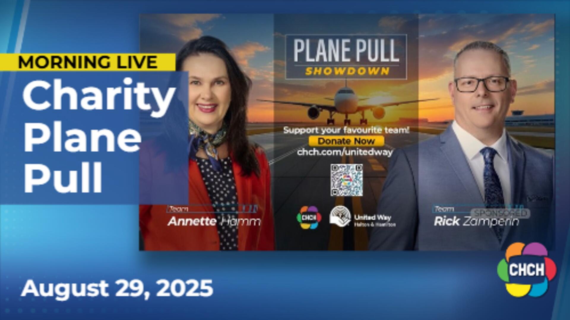 Friendly feud takes flight at plane pull for charity