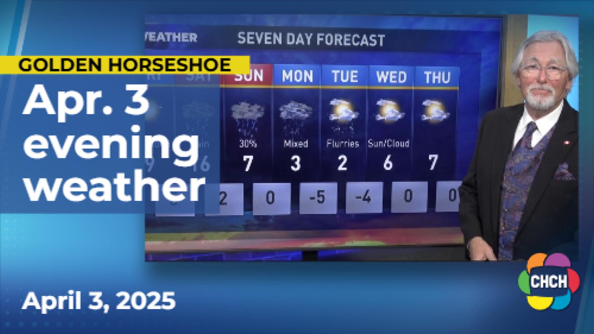 Evening weather forecast for April 3, 2025