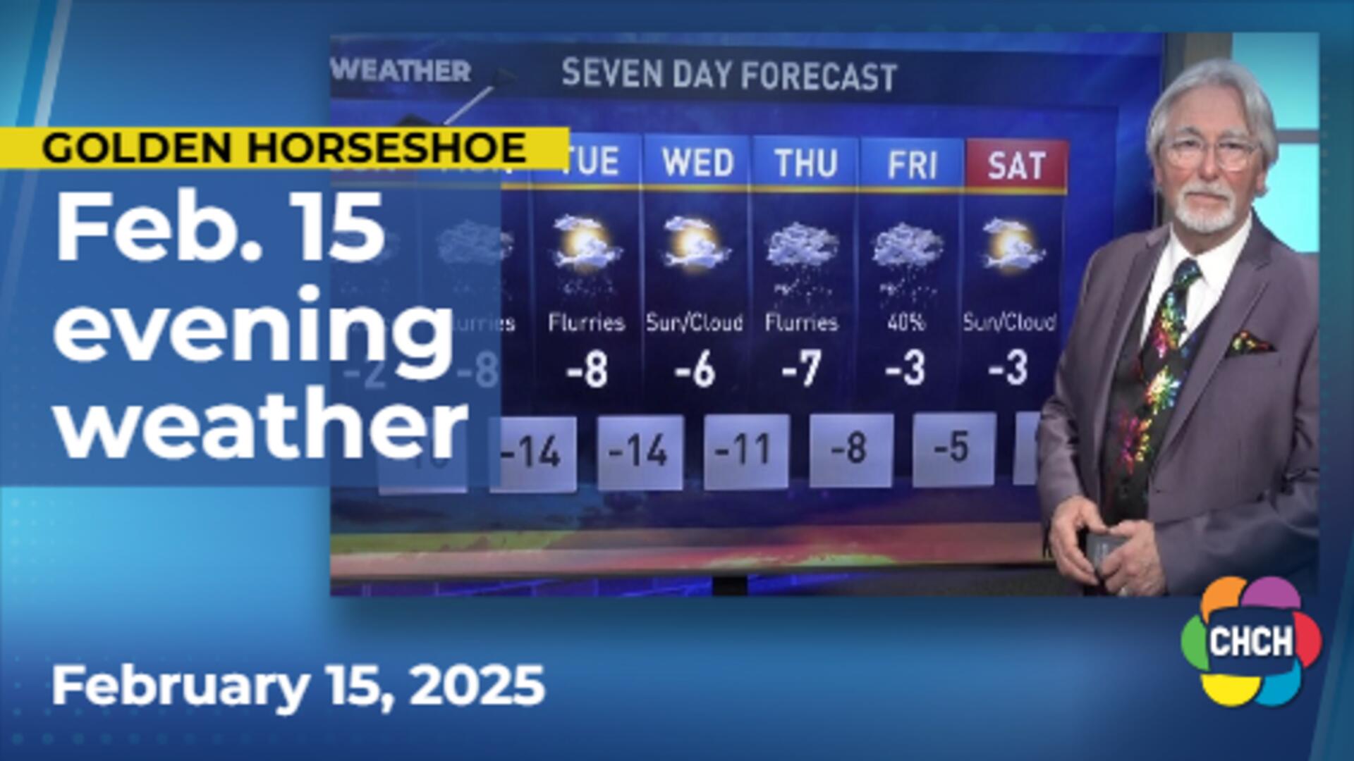 Evening weather forecast for February 15, 2025