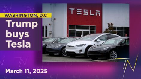 Trump buys a Tesla vehicle as stock, public opinion plunges