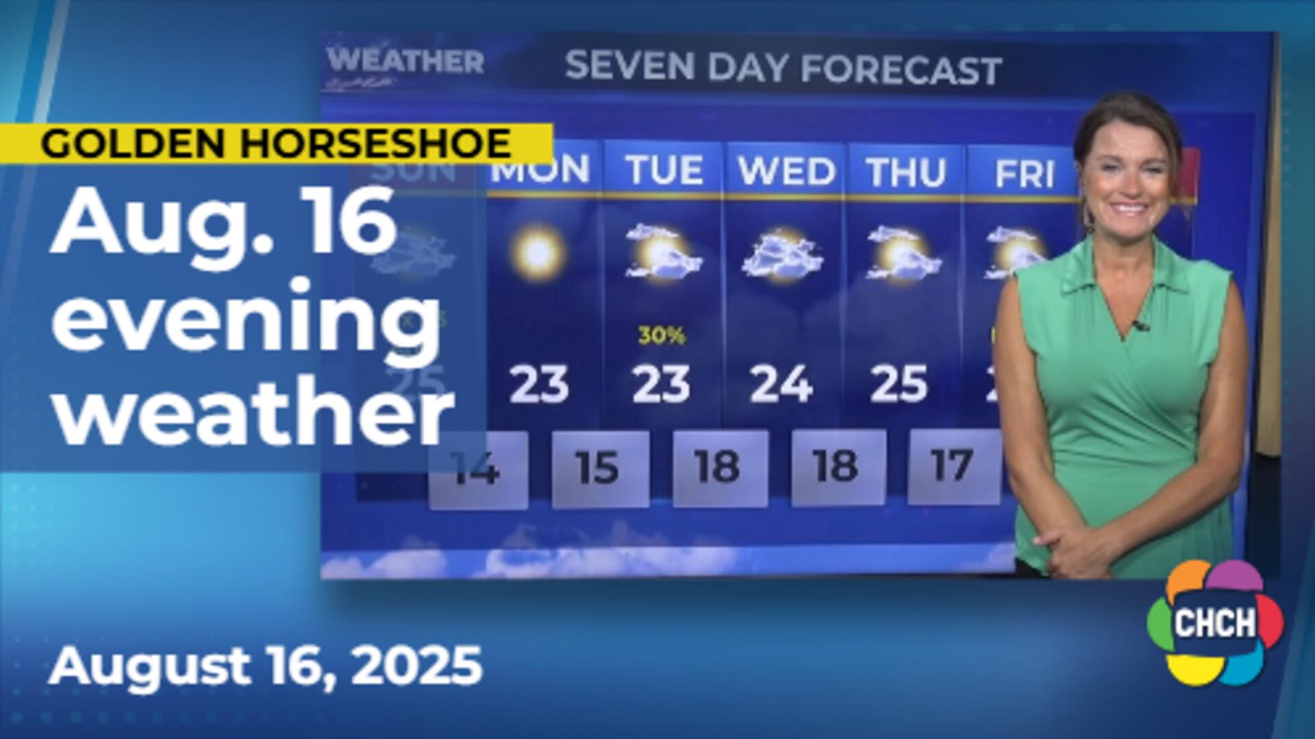 Evening weather forecast for August 16, 2025