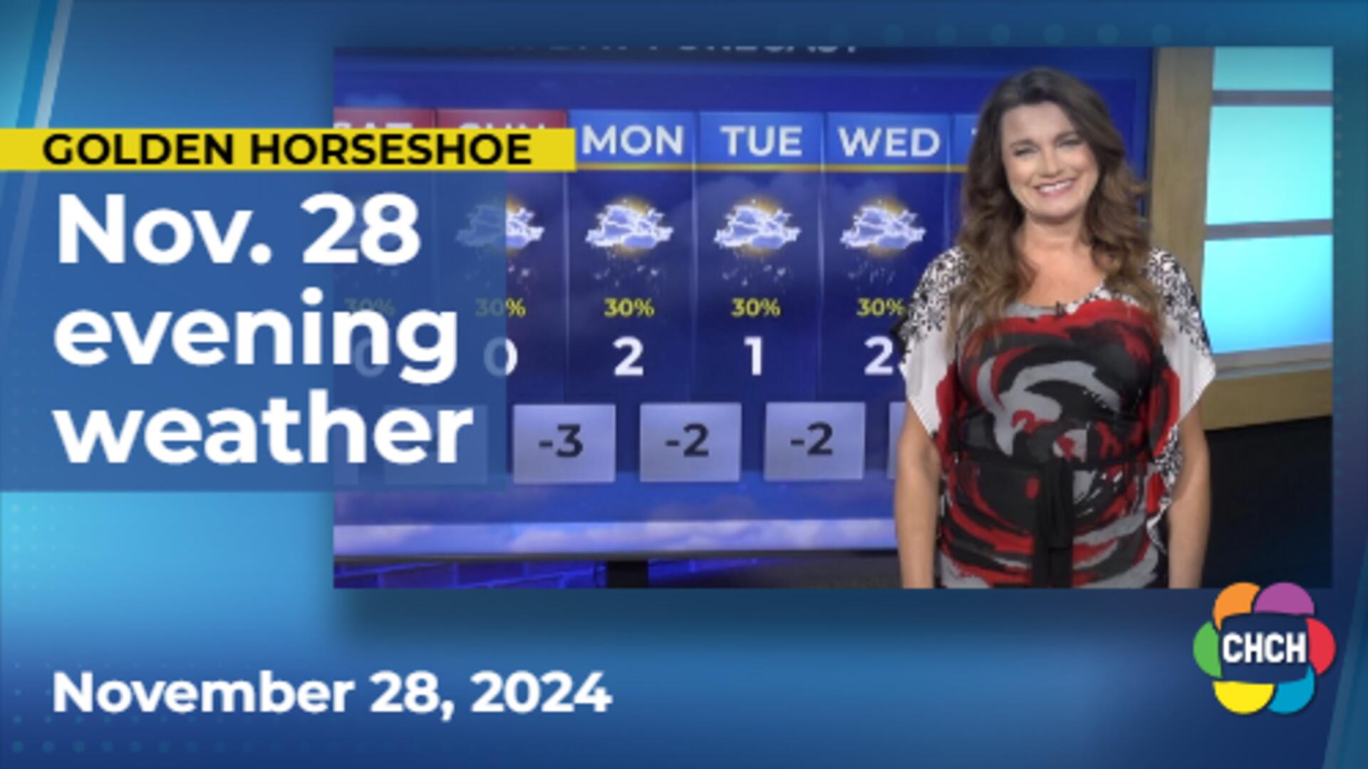 Evening weather forecast for November 28th, 2024