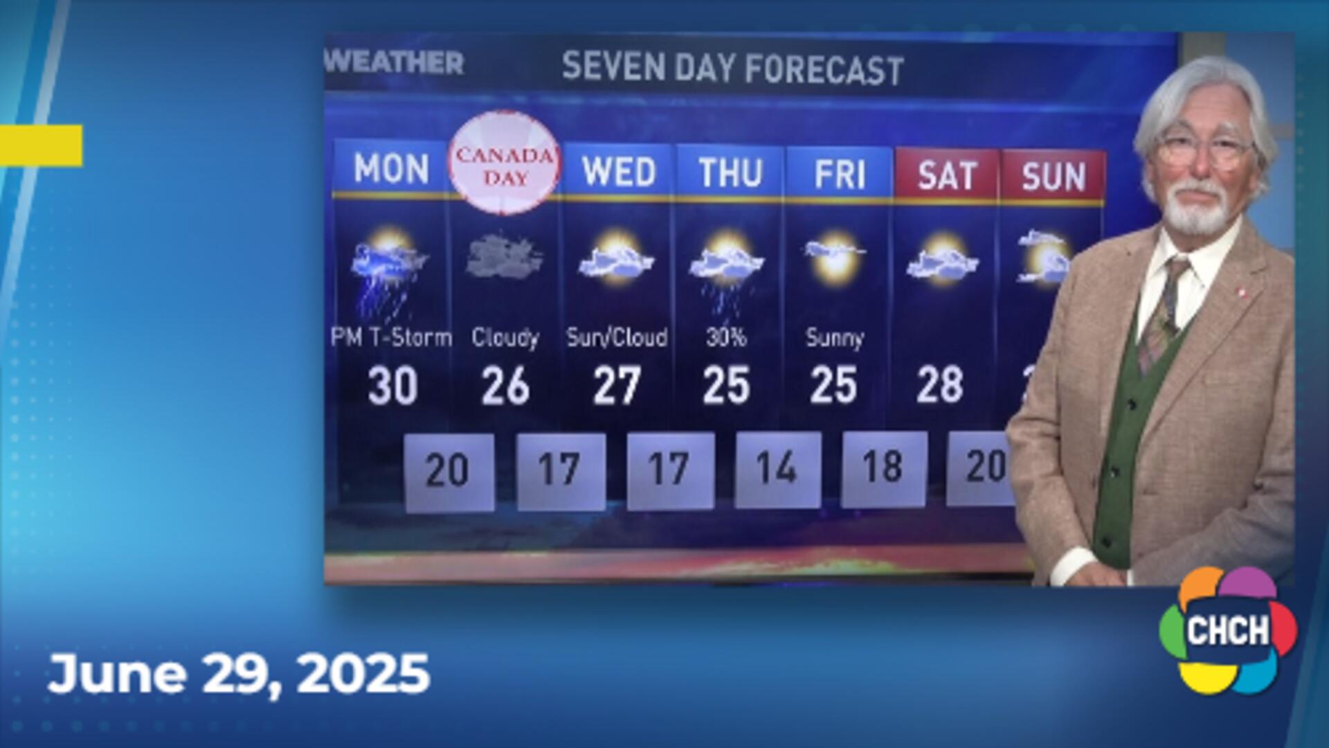 Evening weather forecast for June 28, 2025